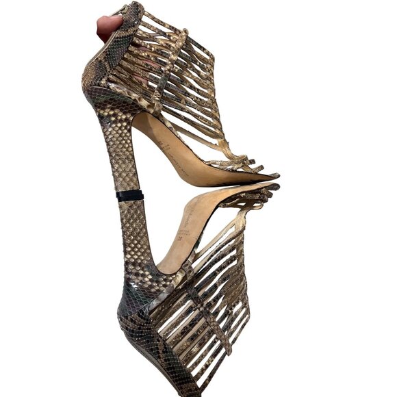 Max Kibardin Womens Snake Print Strappy Heeled Sandals Size 8 Made In Italy - Picture 7 of 7